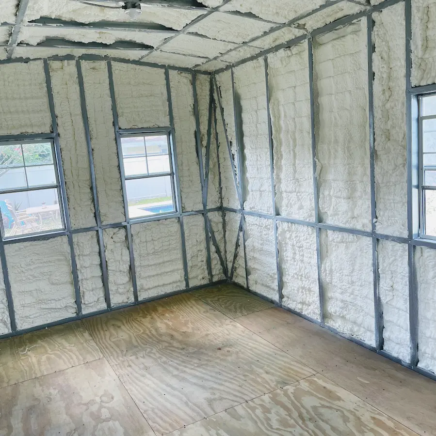 Closed-cell spray foam insulation applied to wall cavities in a residential project in West Cocalico